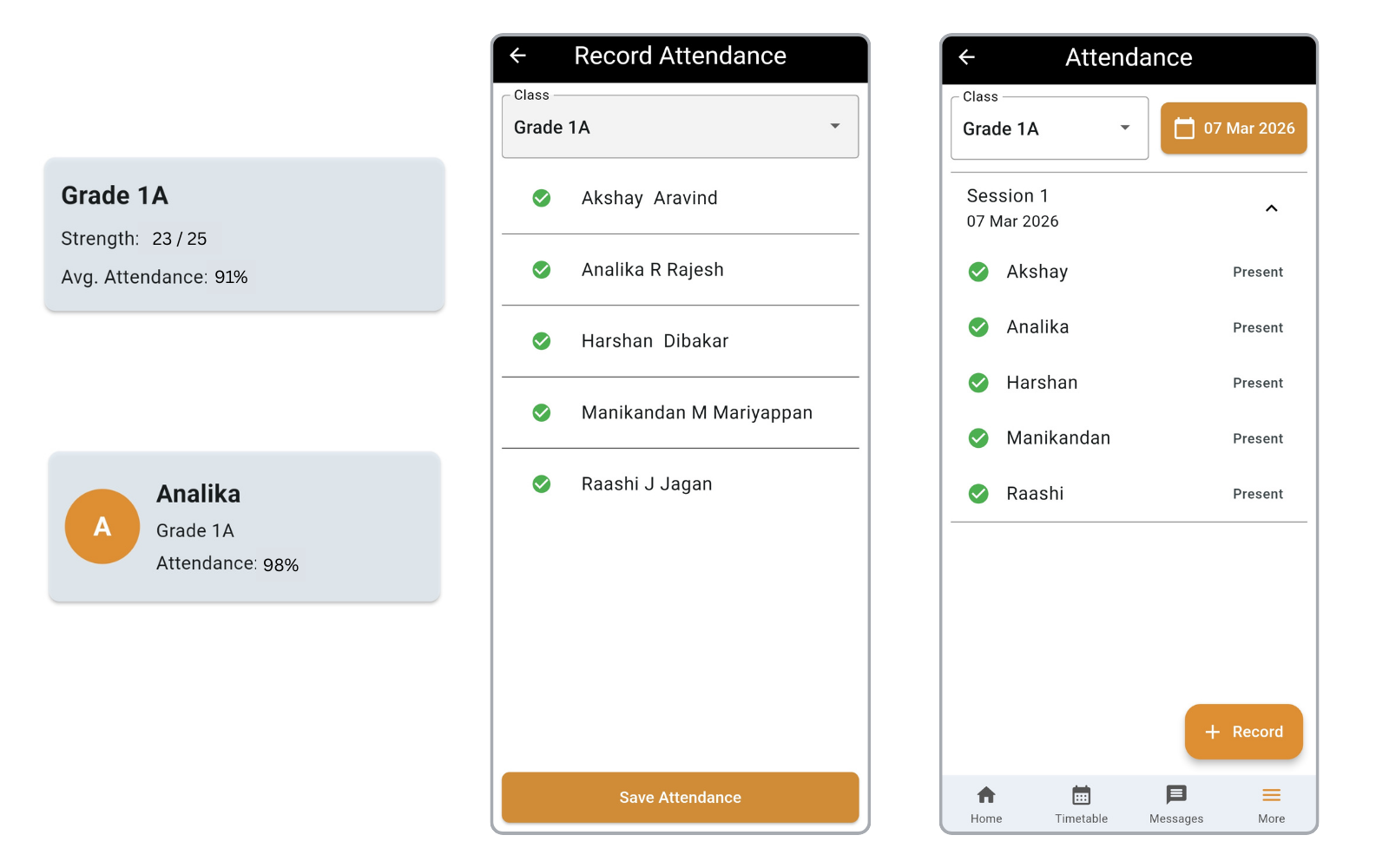 Attendance screenshot