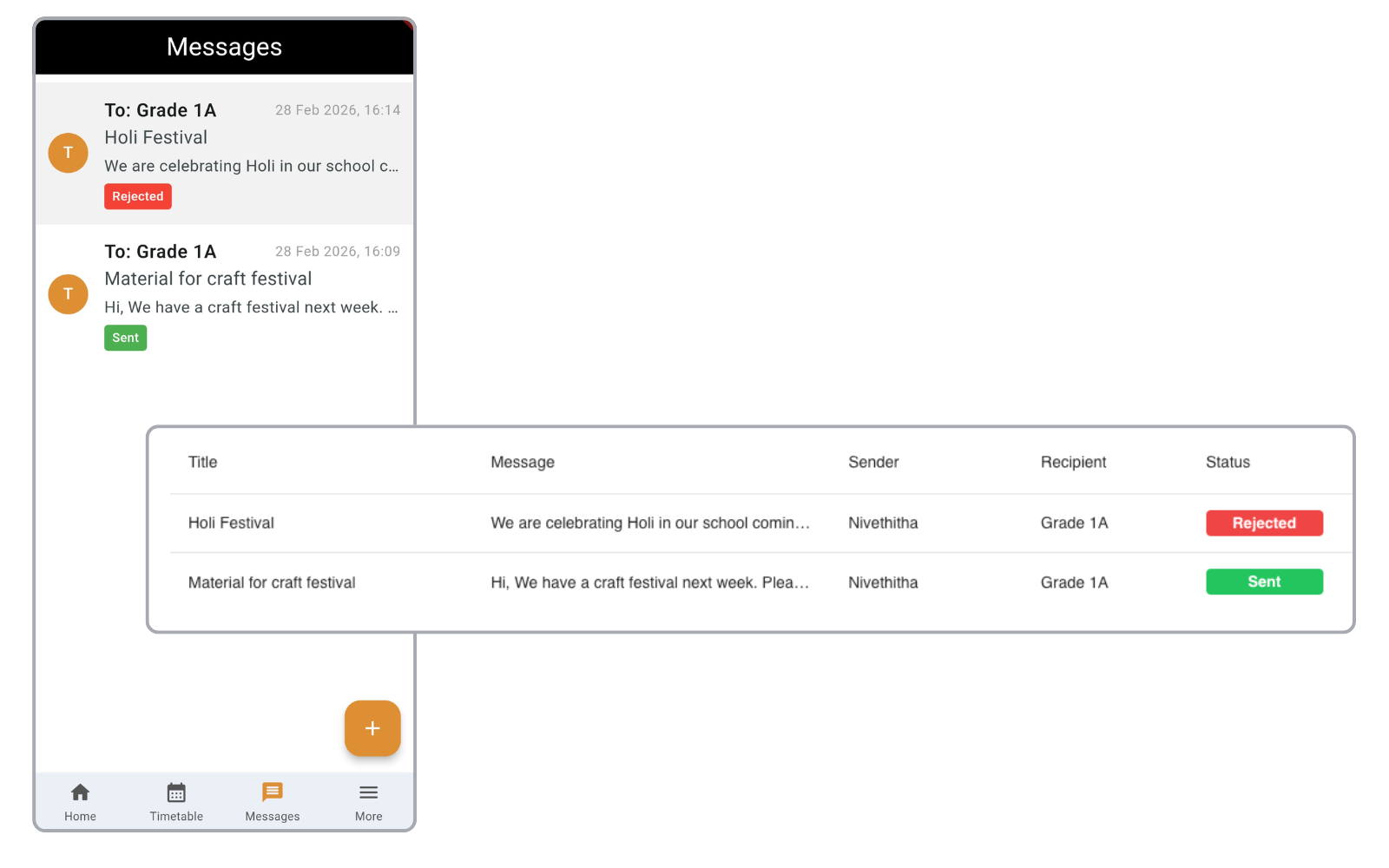 Messaging screenshot