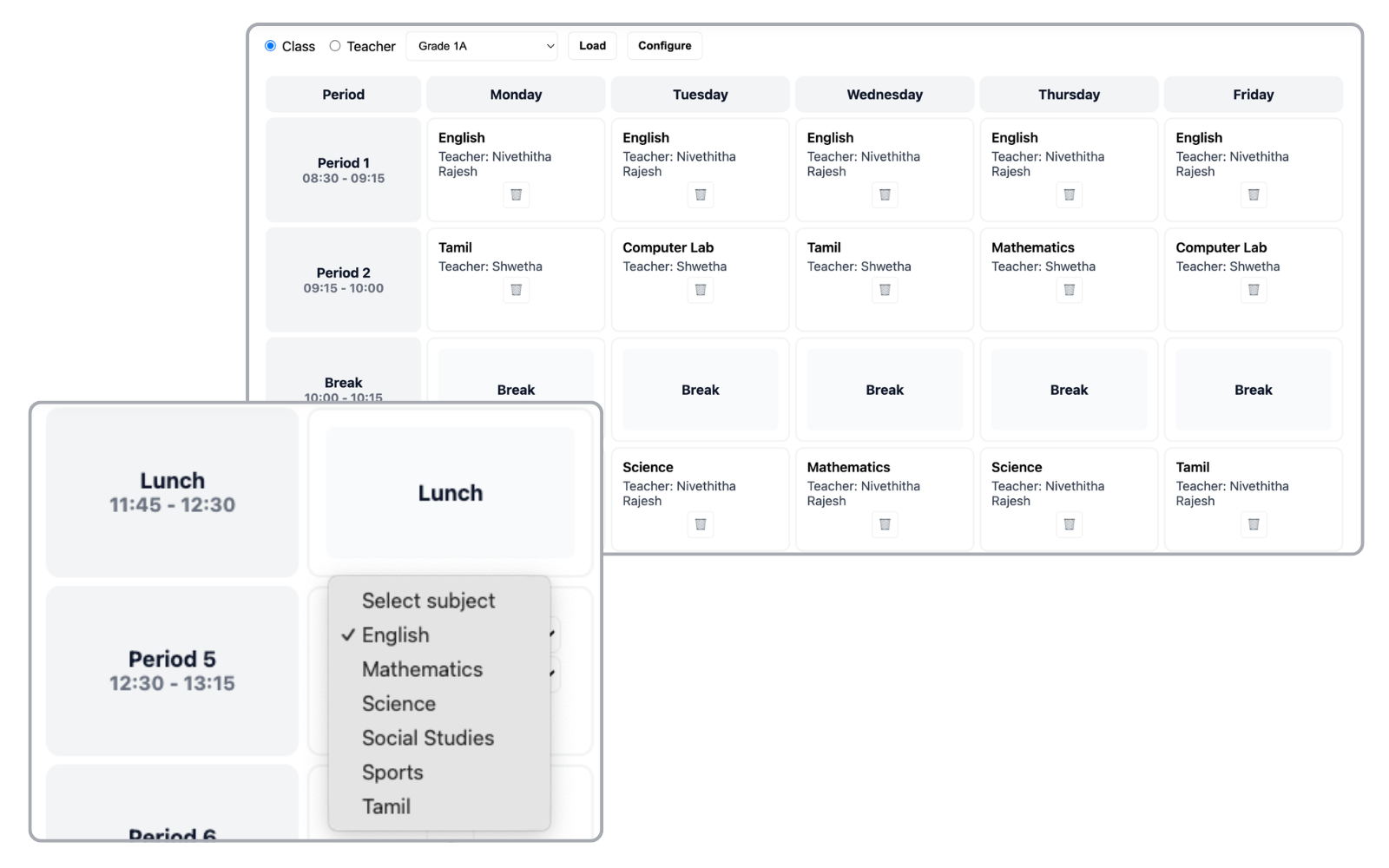 Timetable screenshot